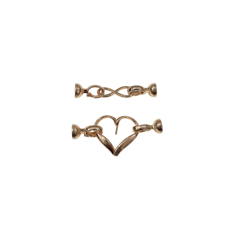 14K gold-plated copper with real gold pearl bracelet, necklace, sweater chain, tail connecting buckle, love clasp, decorative clasp DIY Item Picture