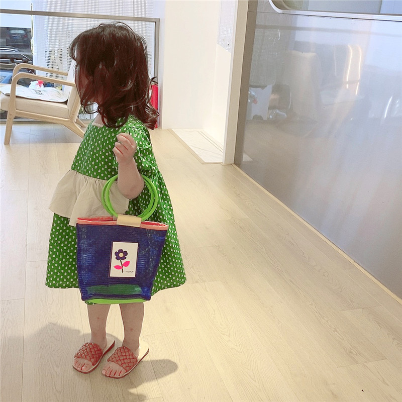 Children's 2025 Spring/Summer new handbag, a versatile two-color shopping bag for girls, a cute baby, a trendy bag for beach outings Specification image