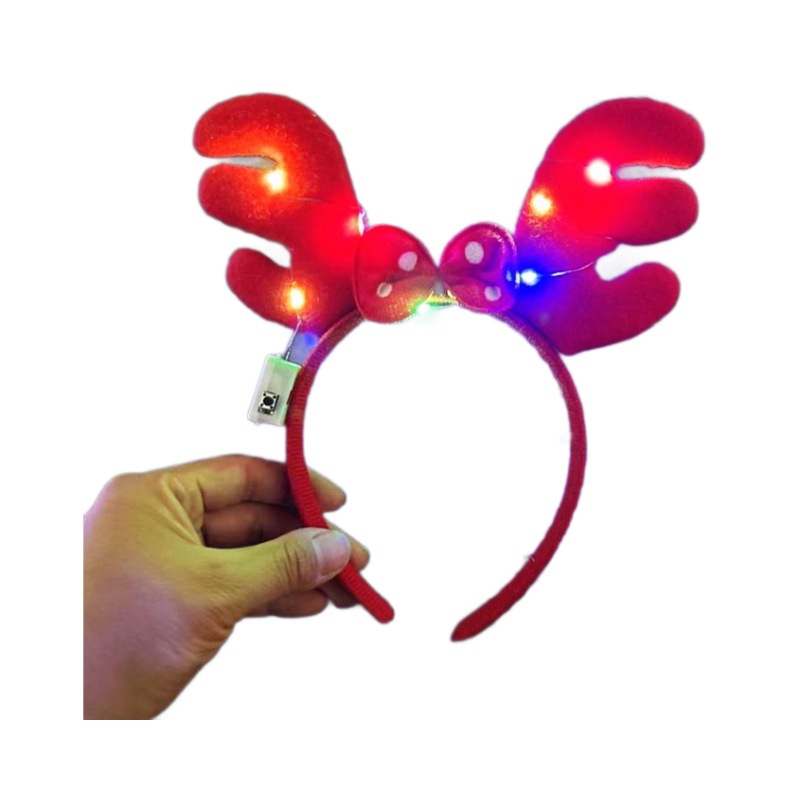 Luminous Christmas headband Christmas Eve gift Santa Snowman antler headband Festive party decoration stand Luminous headband Item Picture