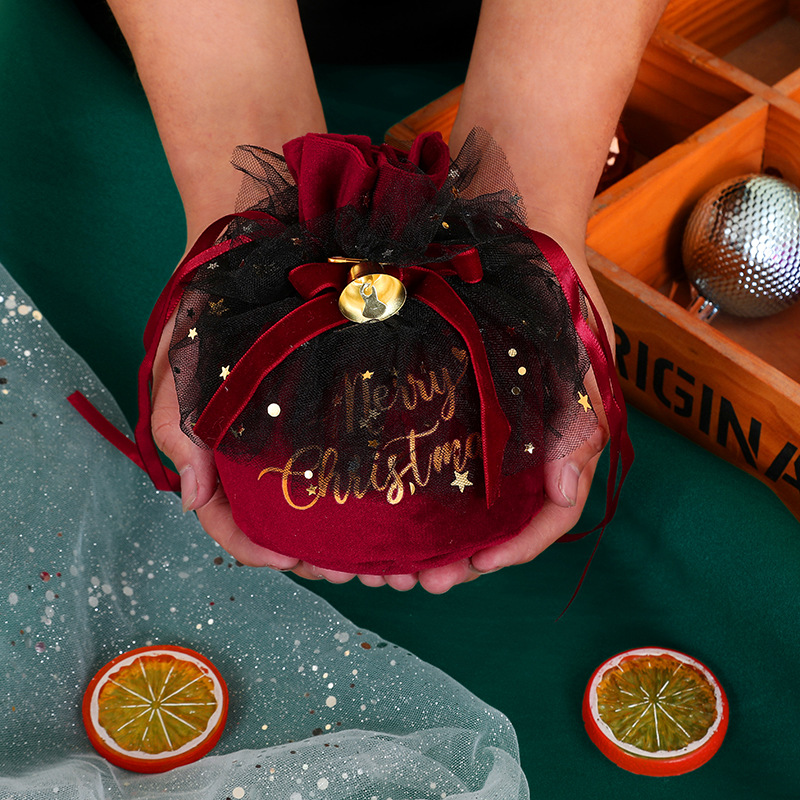 Creative Christmas Gift Christmas Apple Velvet Bag Christmas Eve Velvet Bunched Candy Bag Christmas Tote Bag details Picture