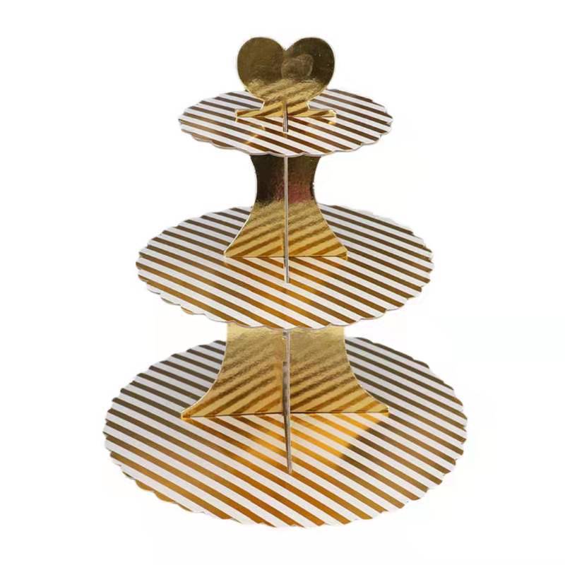 批发儿童纸质蛋糕架一次性婚礼生日派对装饰点心甜品展示架装饰白底实物图