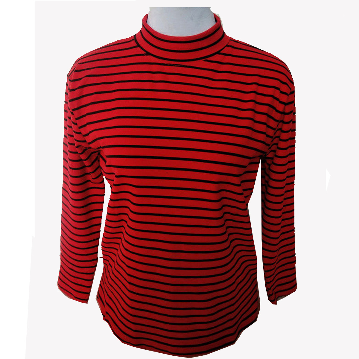 Spring and Autumn 2022 women's striped long-sleeved T-shirts for middle-aged and elderly women, thin German velvet striped women's autumn clothes for mothers Item Picture