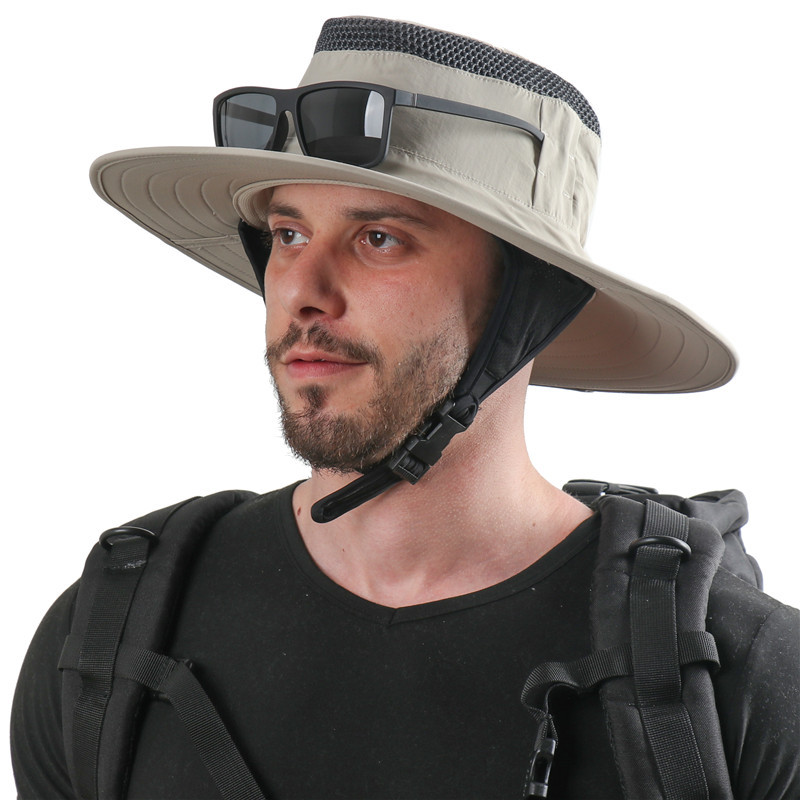 2021新款男女户外防晒帽眼镜架遮阳帽防水防紫外线牛仔渔夫帽跨境详情图1