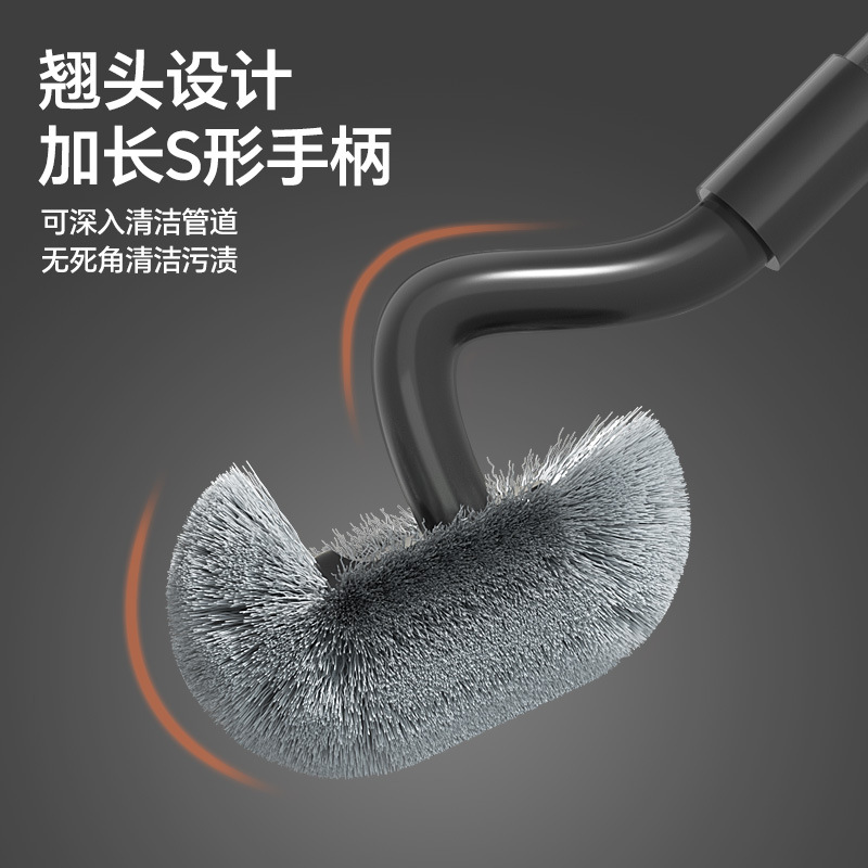Toilet brush, long-handled brush, new bathroom cleaning brush, plastic toilet cleaning soft bristle brush, toilet brush in stock with a stand included Specification image