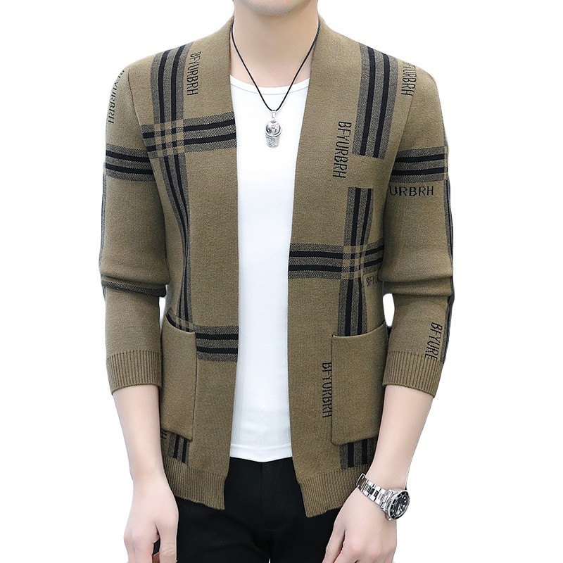 2022 New Men's autumn Korean-style trendy knitted sweater cardigan, men's casual jacket top, men's sweater Item Picture