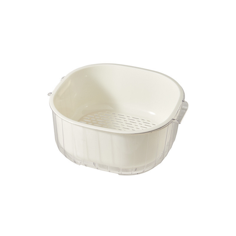Double-layer vegetable washing basin, draining basket, kitchen household plastic fruit plate, living room vegetable basket, washing vegetable basket, large storage Item Picture
