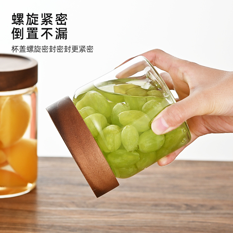 High Borosilicate Transparent Tape Cover Tea Tank Glass Storage Tank Tea Glass Tank Bamboo Storage Tank Daily Storage Specification drawing