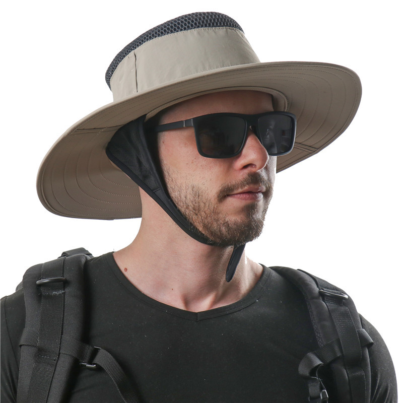 2021新款男女户外防晒帽眼镜架遮阳帽防水防紫外线牛仔渔夫帽跨境详情图3