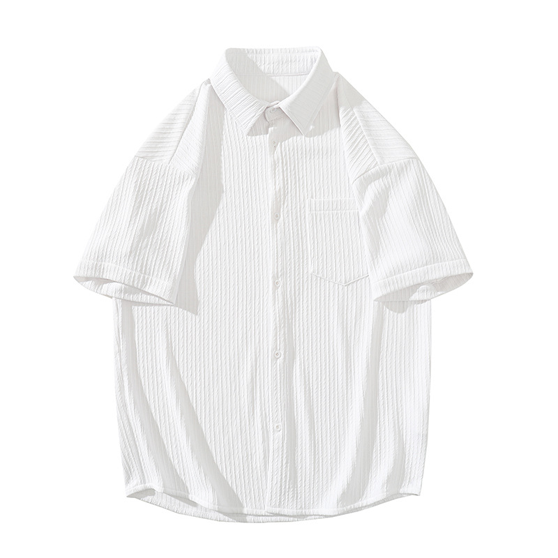 2023 Summer thin ice silk breathable drape shirt Men's cool and casual loose short-sleeved shirt summer shirt Item Picture