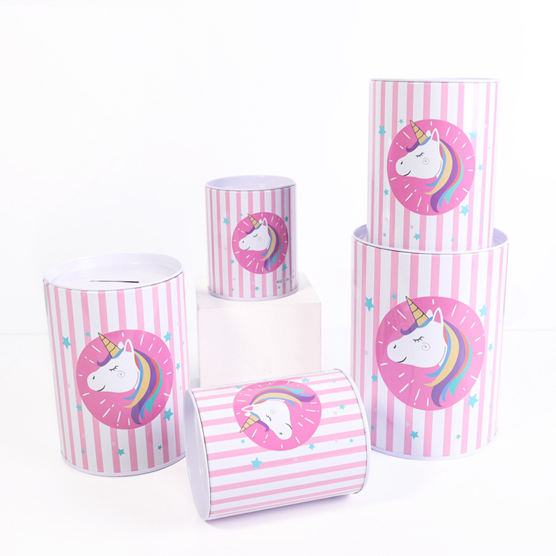 Creative tinplate piggy bank Unicorn piggy bank Gift gift for kindergarten students details Picture