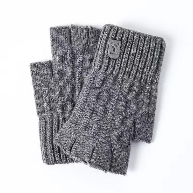 Winter warm knitted cold-proof gloves for men and women, couples, half-finger writing, autumn and winter student gloves manufacturer wholesale Item Picture
