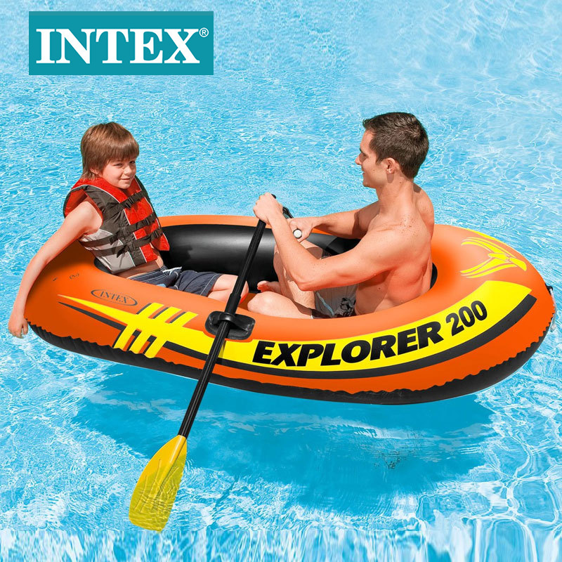 INTEX58331 Explorer Double Inflatable Boat Combination Orange Adventure Kayak Rubber Water Fishing Boat details Picture