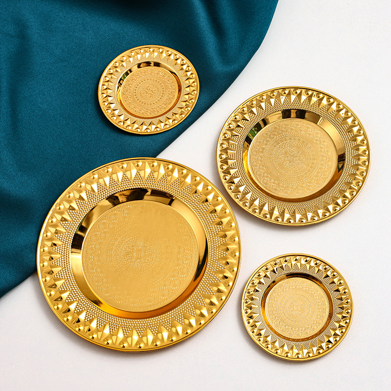 Nordic Gold Cake Plate Home Creative Fruit Plate Snack Plate High-End Luxury Jewelry Tray Snack Plate details Picture