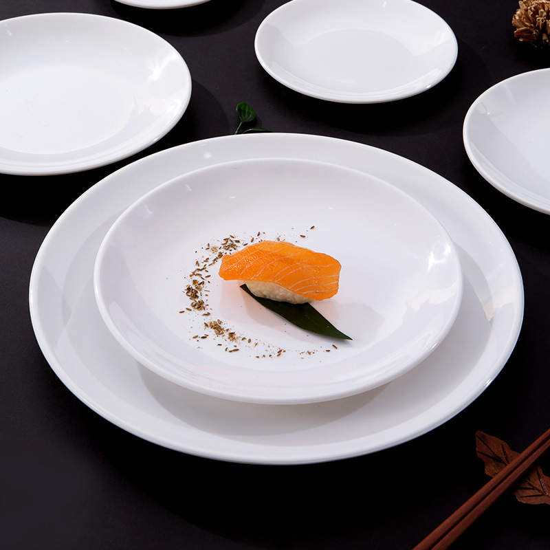 White plate melamine tableware disk Flat plate Plastic plate Western plate Commercial plate plate plate plate plate plate plate bone plate wholesale Application Scenario