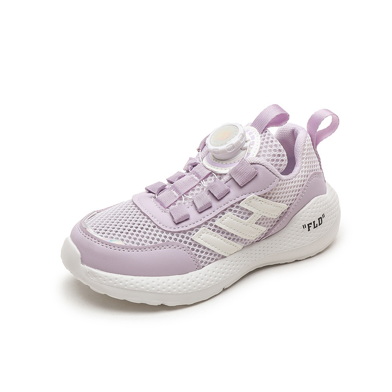 Children's Shoes Factory 2024 Boys' Single Net Rotary Buckle Light Running Shoes 3-12 Student Shoes Girls' Casual Soft-Soled Sneakers Item Picture