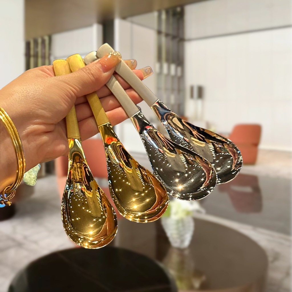 Stainless Steel Chinese Spoon Thickened Earl's Spoon Palace Spoon Hotel Deep Soup Spoon Children's Spoon Household Round Bottom Spoon details Picture
