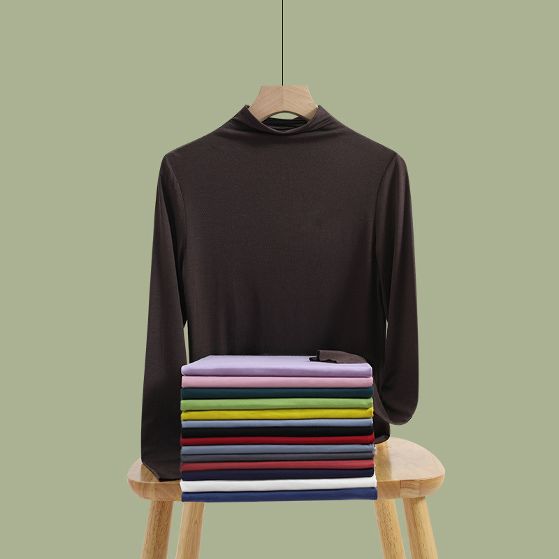 打底衫女春秋莫代尔半高领洋气长袖内搭春夏修身百搭t恤秋衣上衣详情图2