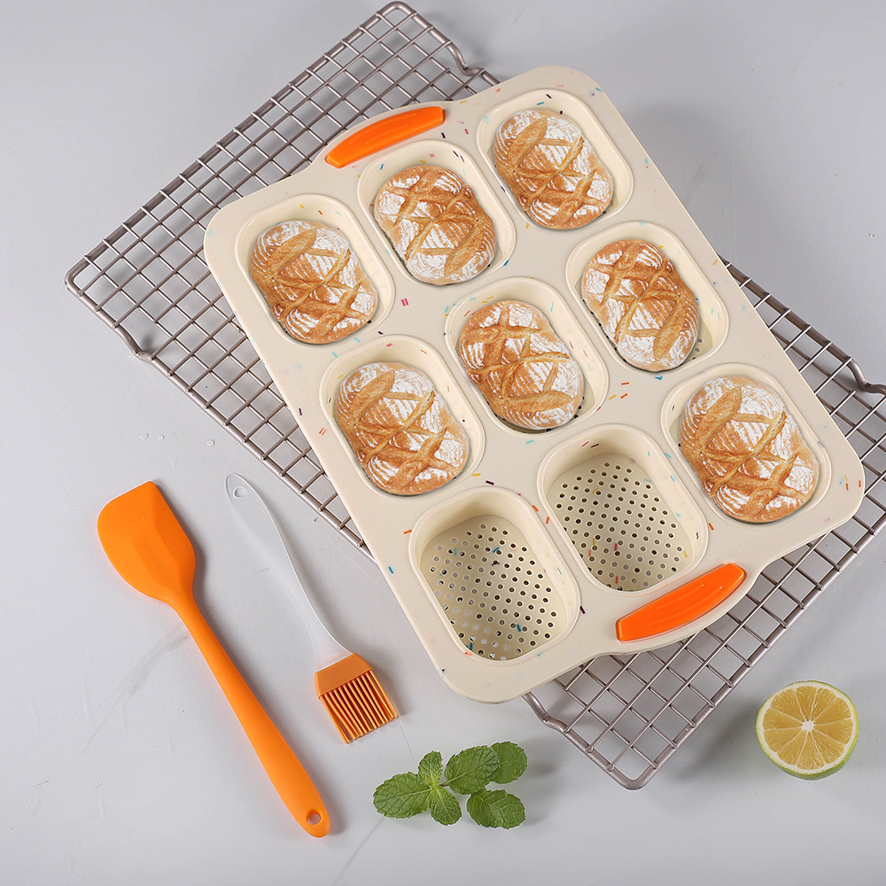Customized silicone mold bread mold 3-slot + 9-compartment set, oven non-stick baking tray, cake mold, baking tools Specification image