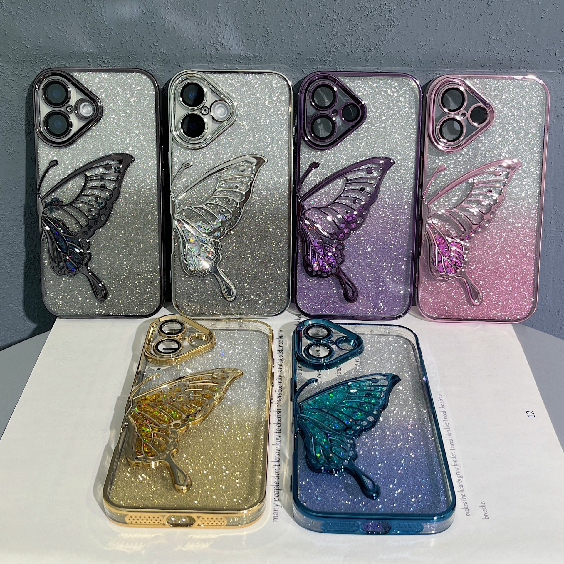 Suitable for Apple 16promax personalized and creative phone case, Sand butterfly anti-drop iphone16pro case 15pm Application Scenario