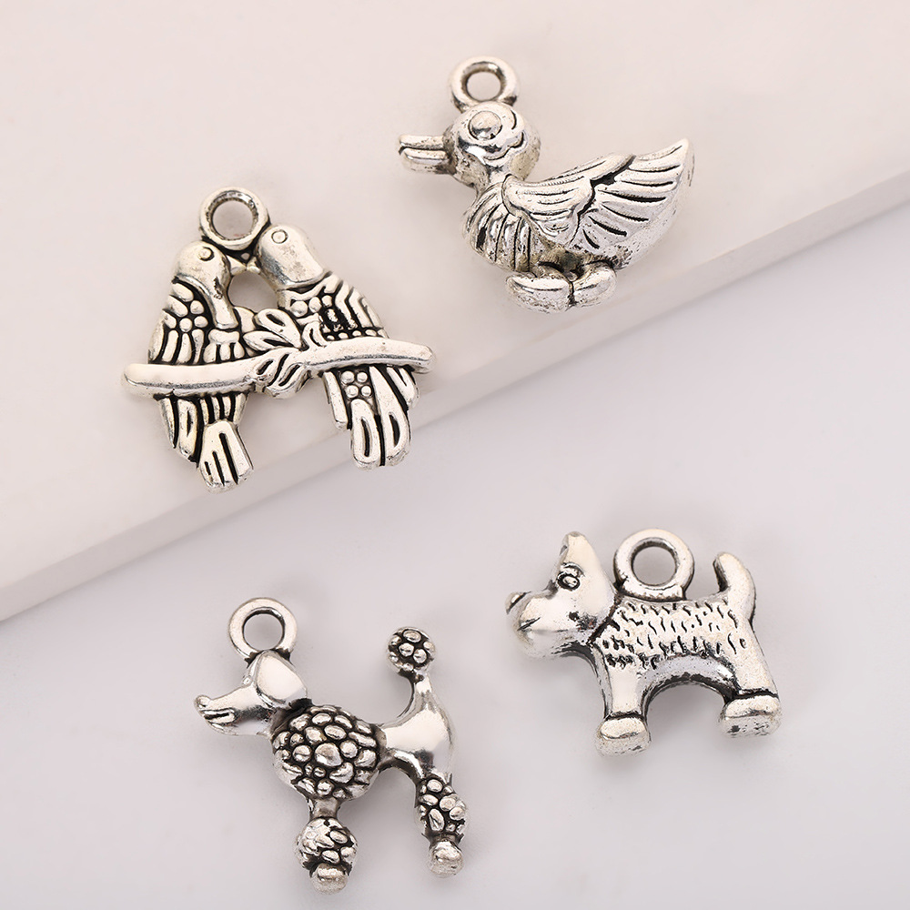 diy retro alloy animal-style pendants, ancient silver alloy bracelets, necklaces, earrings, materials, jewelry accessories wholesale
