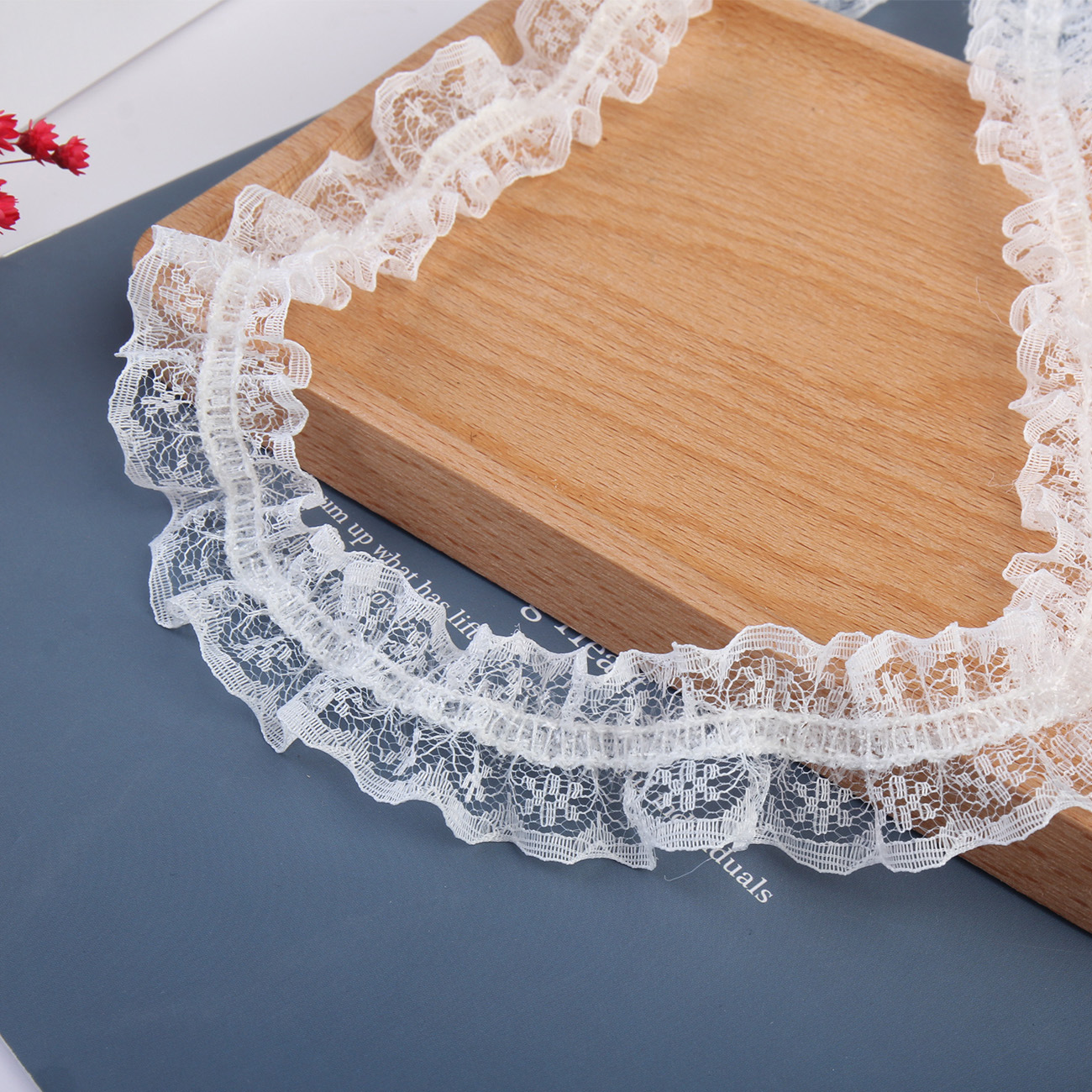 3cm stretch lace pleated lace clothing with skirt hem, collar and cuffs, home textile decoration discounted lace Specification image