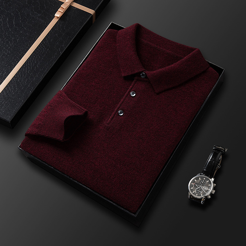New autumn and winter men's woolen sweaters, long-sleeved pure wool sweaters, men's casual lapel knitted sweaters, one-piece consignment