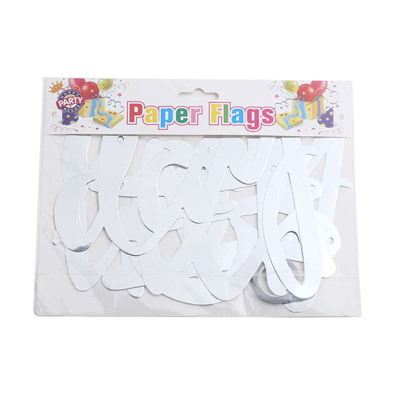 New Bronzing Stretch One-Piece Alphabet Pull Flag Children's Birthday Party Indoor Party System Column Decorative Banner Pull Flag Specification drawing