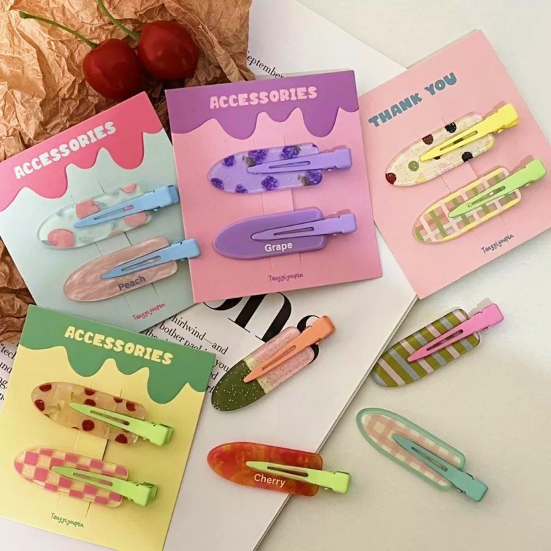 Spring Juice Hair Clip Women's Hair Clip Cute New Side Fringe Clip Internet Red Makeup Duck Beak Clip Headpiece Specification drawing