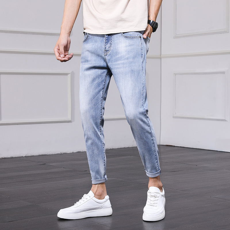 Men's jeans 2021 Spring and Autumn new style Men's slim-fit skinny pants, trendy Korean style 9-inch pants, casual pants Application Scenario