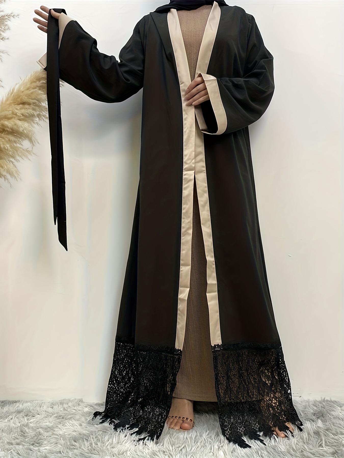Still New Pakistani Saudi Women's Clothing Cardigan Robe Lace Islamic Muslim Fashion Item Picture