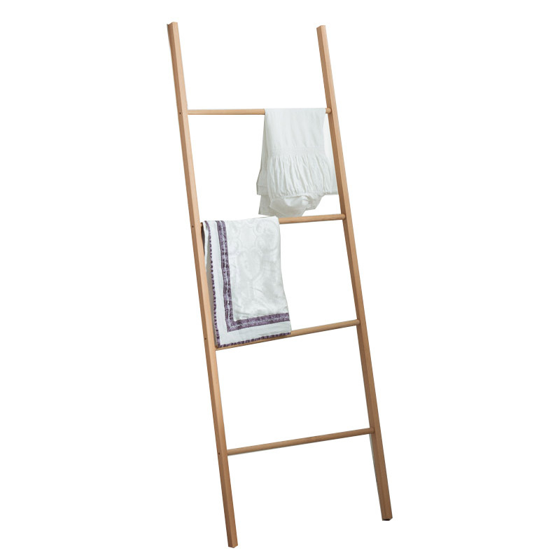 Ladder Hanger Trapezoidal Floor Coat Rack Art Nordic Hanger Beech Simple Modern Wooden Towel Rack Item Picture