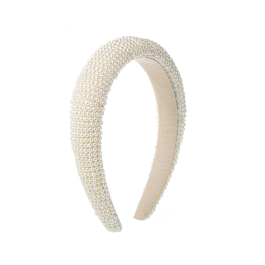 European and American retro fashion headbands, small pearl handcrafted beaded sponge hair bands, versatile for outdoor hair pressing wholesale Item Picture