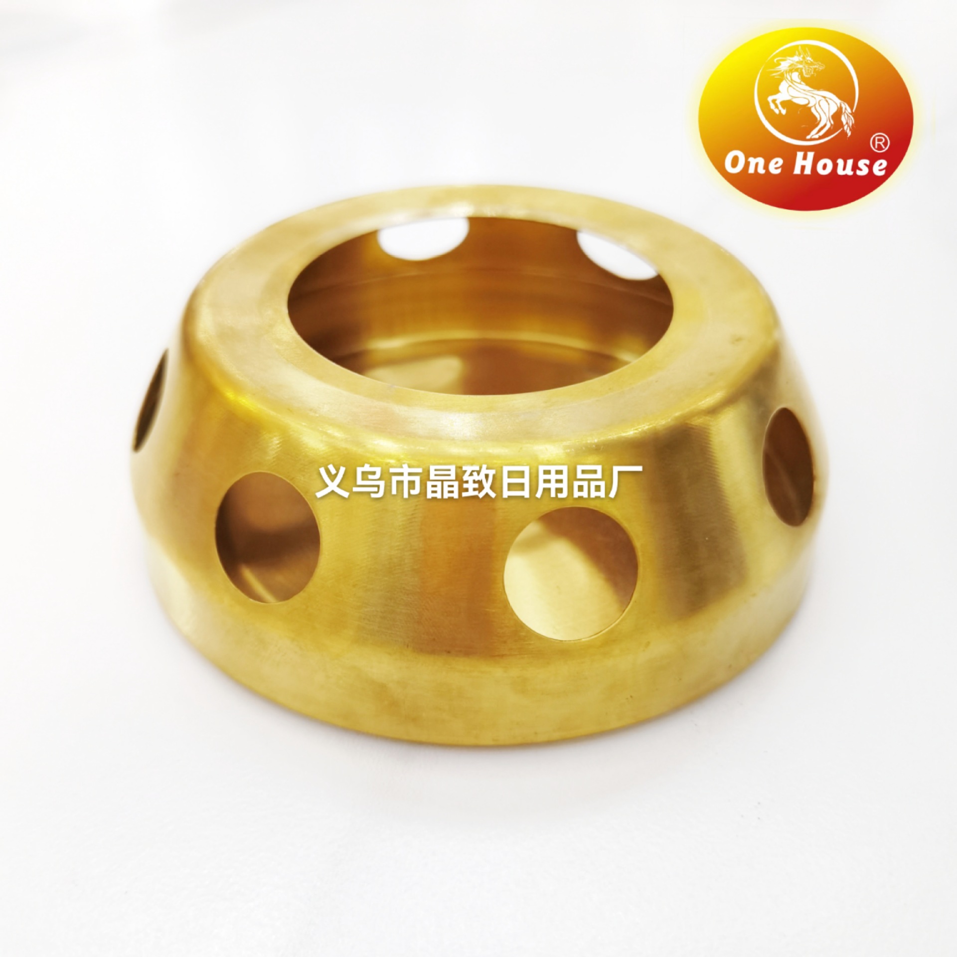 晶致佑特不锈钢温茶器金色圆形不锈钢蜡烛五孔底座工厂直销镀金
