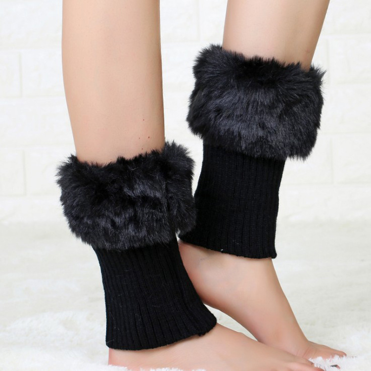 Korean autumn and winter short flap furry warm leg protection boot covers, fashionable over-the-knee sock covers, women's socks manufacturer wholesale details Picture