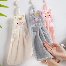 小猪擦手巾家用可爱可挂吸水厨房毛巾懒人抹布抹手巾纯色儿童手巾