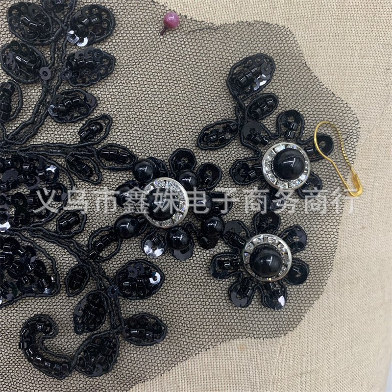 Three-dimensional beaded embroidered flower wedding dress, evening dress, clothing, DIY accessories, accessories and decorations details Picture