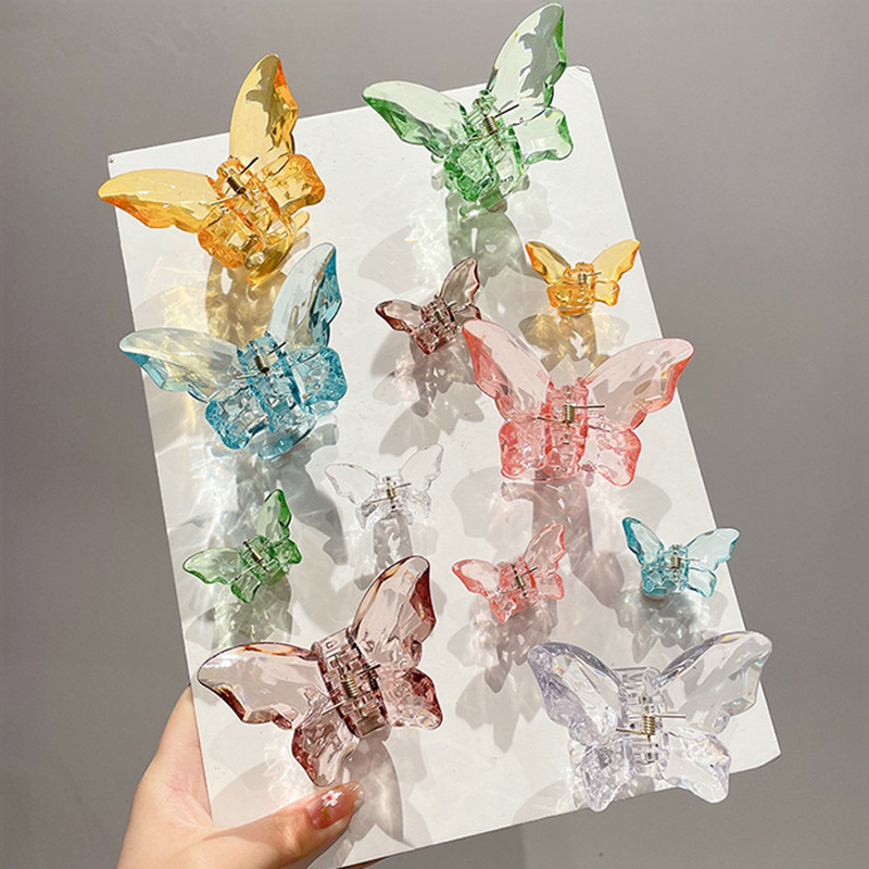 Korean elegant crystal butterfly hairpin, shark clip at the back of the head, small hairpin, high-end headwear