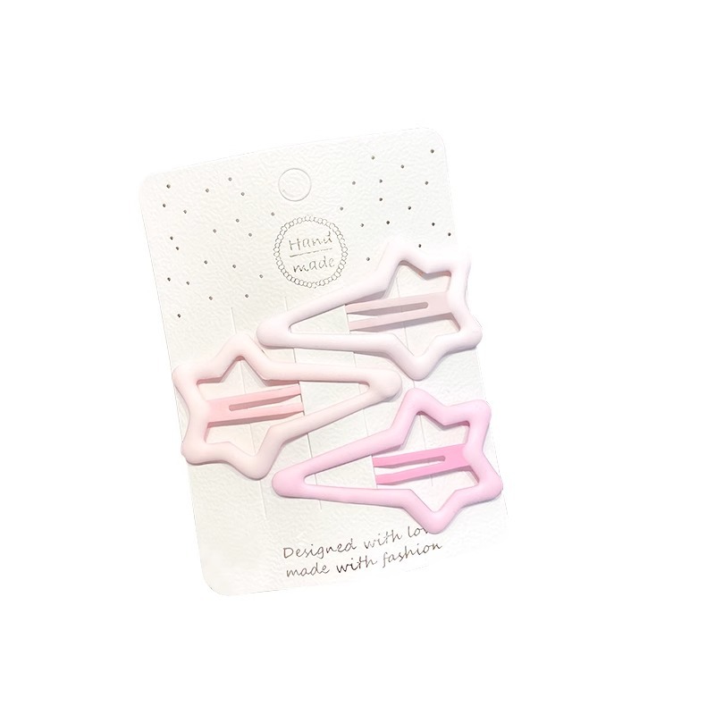Pink cute star-shaped hair clips, side hair clips for women, children's heart-shaped bb clips, broken hair clips, headwear for summer Item Picture