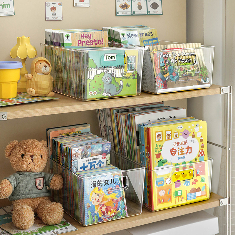 Zt1010 Storage Box Transparent Book Storage Box Children's Bookcase Bookcase Arrangement Artifact Book Box Basket details Picture