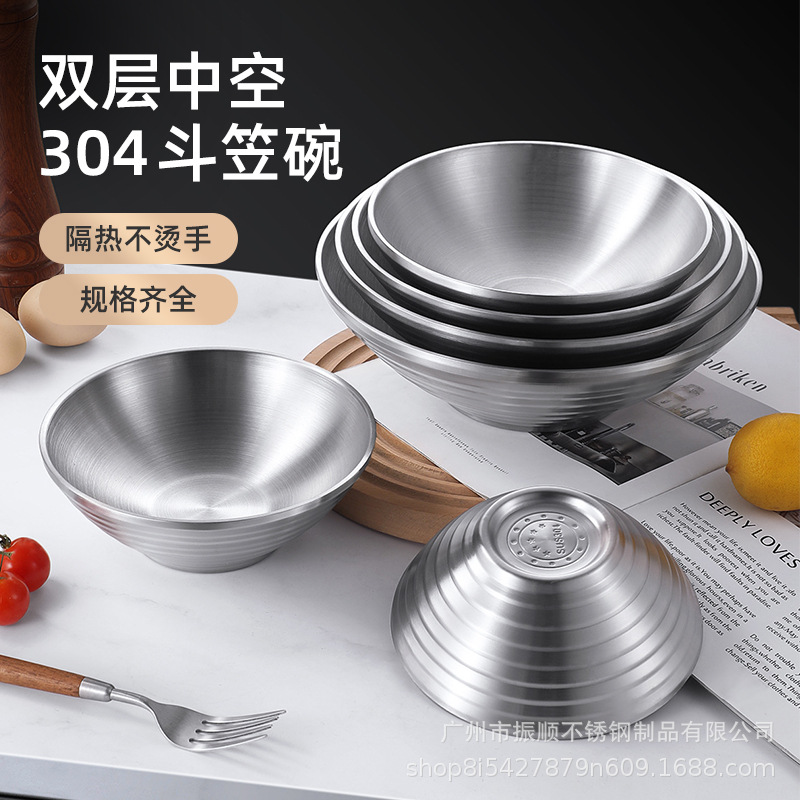 304 stainless steel bowl for ramen, rice, instant noodles, large bowl, yogurt bowl, noodle restaurant, snail rice noodles, pig slaughter noodles, and large soup noodles details Picture