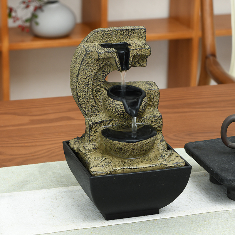 Resin flowing water decorative items, creative, light luxury and retro decoration for living rooms, offices, studies and desktops Application Scenario