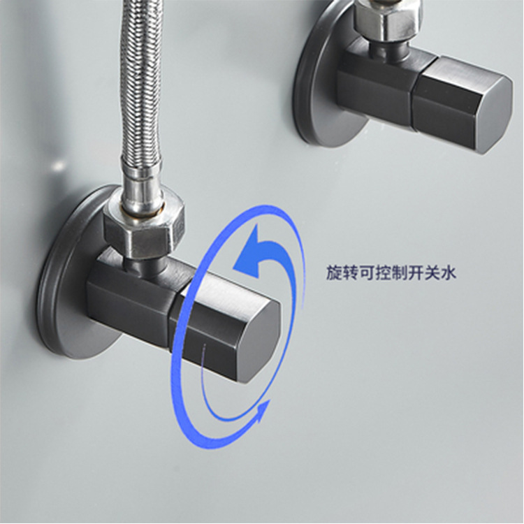 Gun Gray Angle Valve All Copper Triangle Valve Cold And Hot Water Toilet Water Heater Water Valve Switch 4 Faucet Household Specification drawing