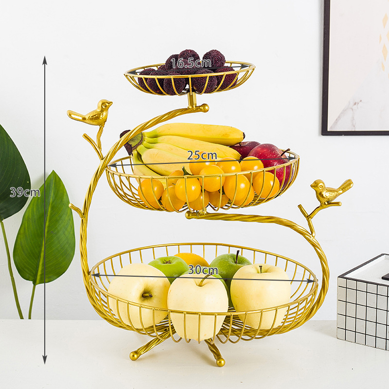 Nordic Simple Ins Feng Shui Fruit Tray Modern Living Room Home Multi-Layer Fruit Basket Iron Candy Tray Storage Basket details Picture