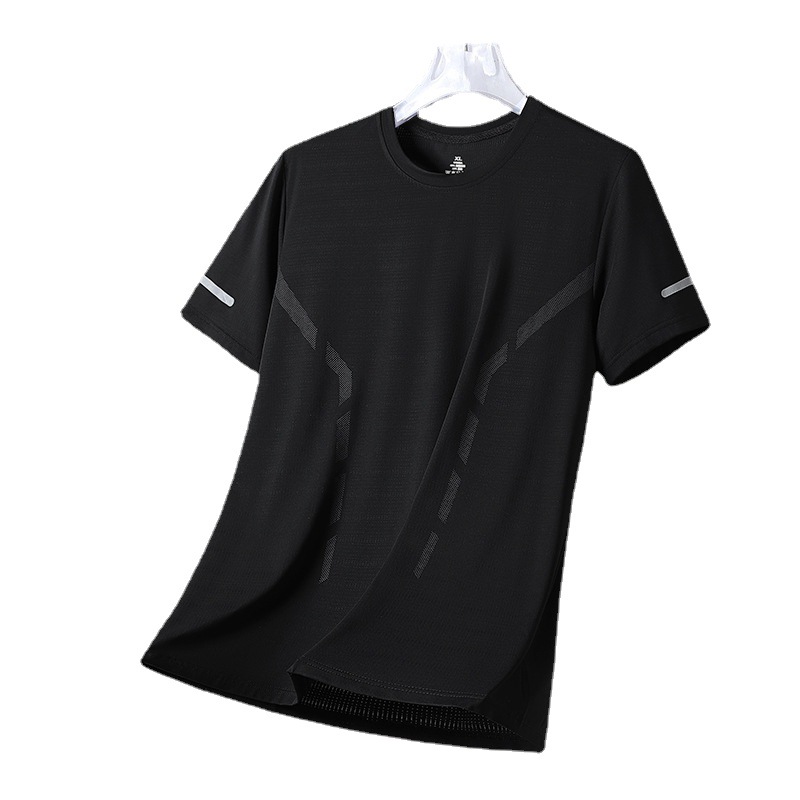 Ice Silk T-Shirt Men's Quick Dry Breathable Sports Short Sleeve Thin Half Sleeve Summer Loose Short Sleeve Mesh Ice Clothes Item Picture