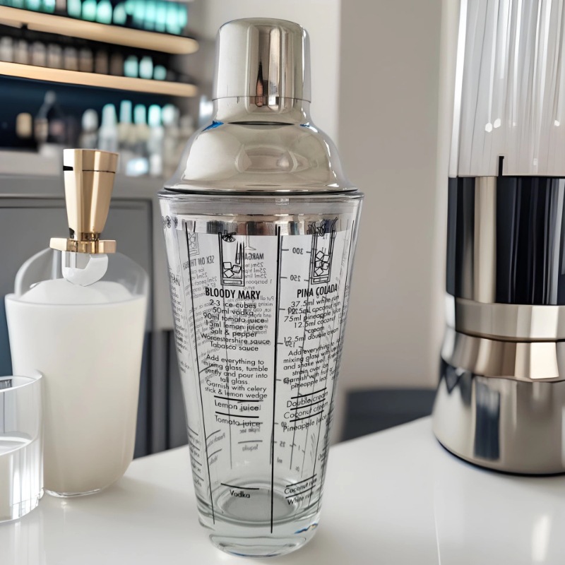 不锈钢调酒器玻璃雪克杯手摇壶鸡尾酒吧调酒工具套装入门摇杯