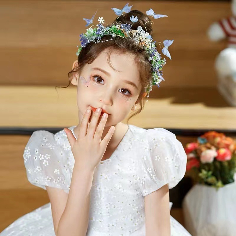Hair Accessories Super Sensen Tied Garland Show Dress Fresh Butterfly Crown Girl Birthday Ten Year Crown details Picture