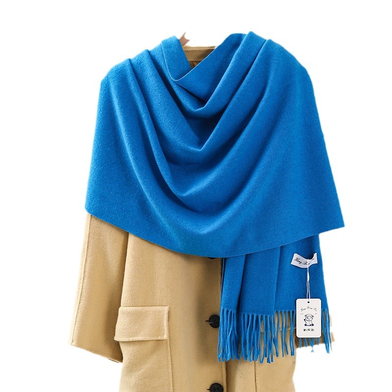 Solid Color Scarf Women's Winter All The Thick Men's Shawl Senior Sense New Autumn And Winter Imitation Cashmere Scarf Wholesale Item Picture