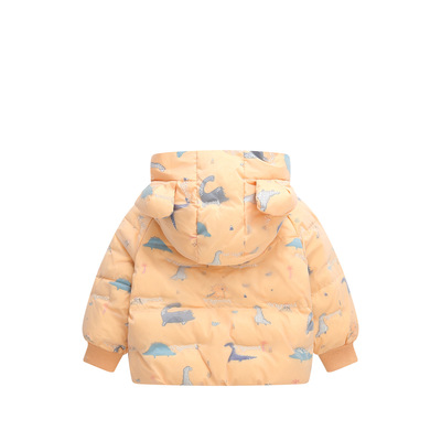 New style of children's down jacket, Korean-style white duck down with mesh fabric for boys and babies, thick and warm trendy coat for girls in autumn and winter Specification image