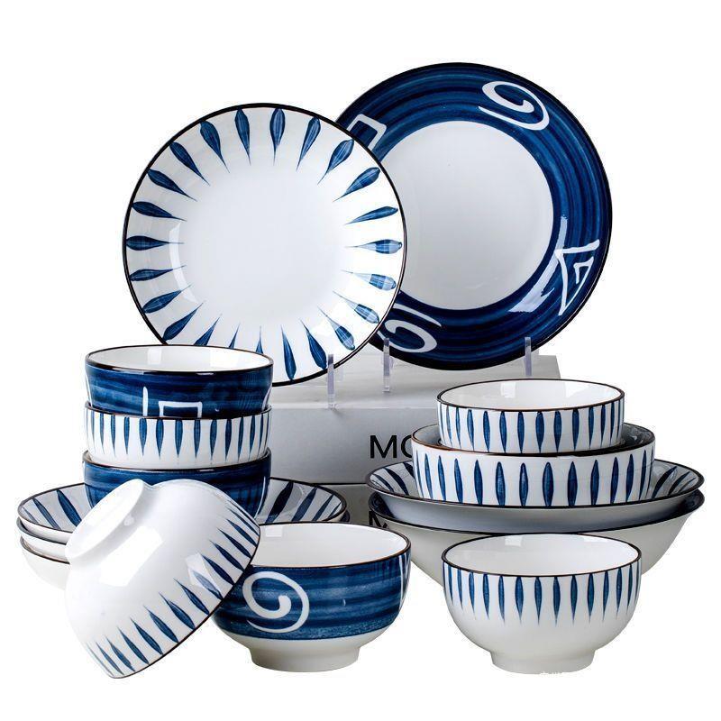 Wzr Tableware And Dish Set Net Red Ceramic Creative Japanese Style Noodle Bowl Household Bowl Chopsticks Moving Bowl Underglaze Color Thousand Item Picture