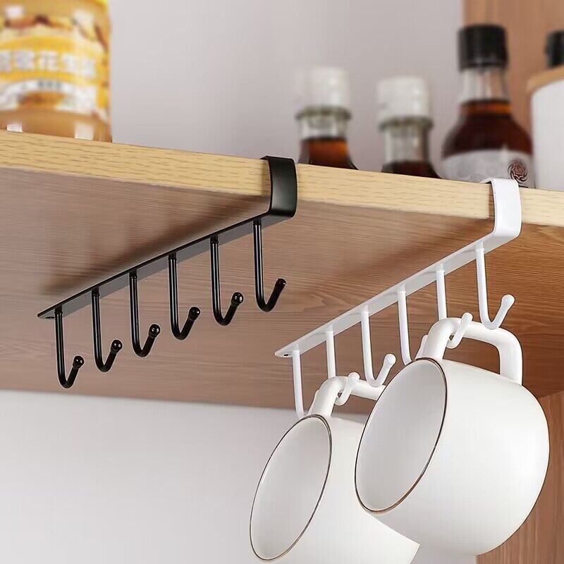 Kitchen Iron Hook Rack No Punch Under Hanging Storage Hooks Under The Cabinet Hanging Cabinet Hanging Spoon Hanging Rack details Picture